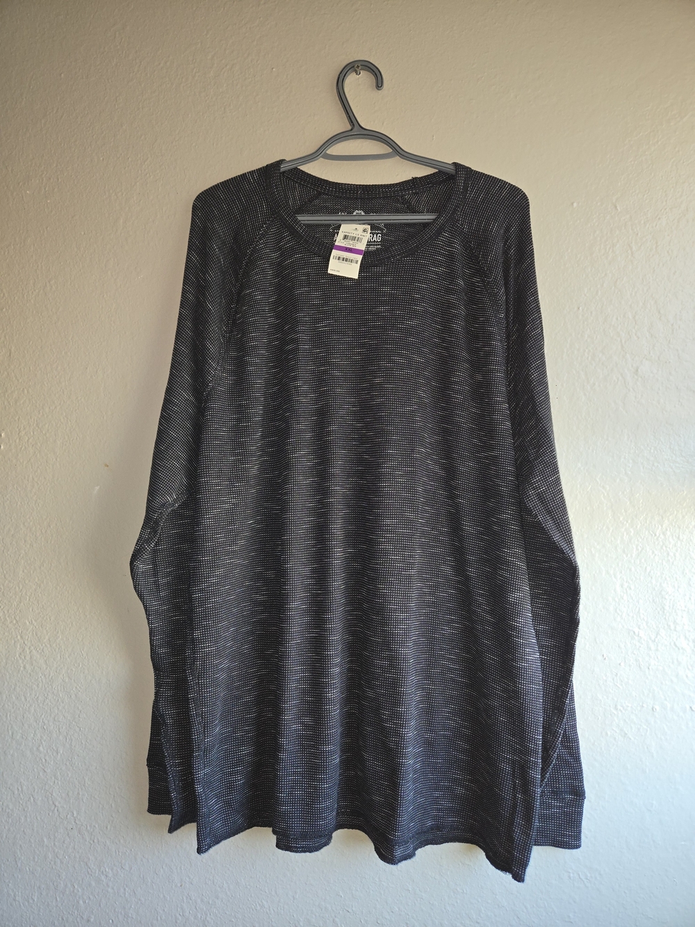 American Rag Cie Shirt Mens XXL Black Long Sleeve Thermal Knit Pullover New